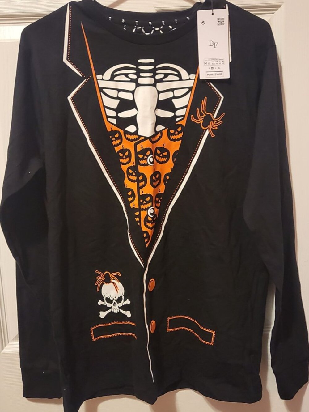 Denim & Flower Long Sleeve Size M Halloween Black Skeleton Long Sleeve Shirt NWT